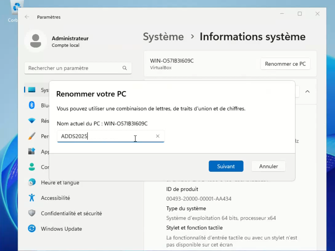 Renommer le serveur en ADDS2025